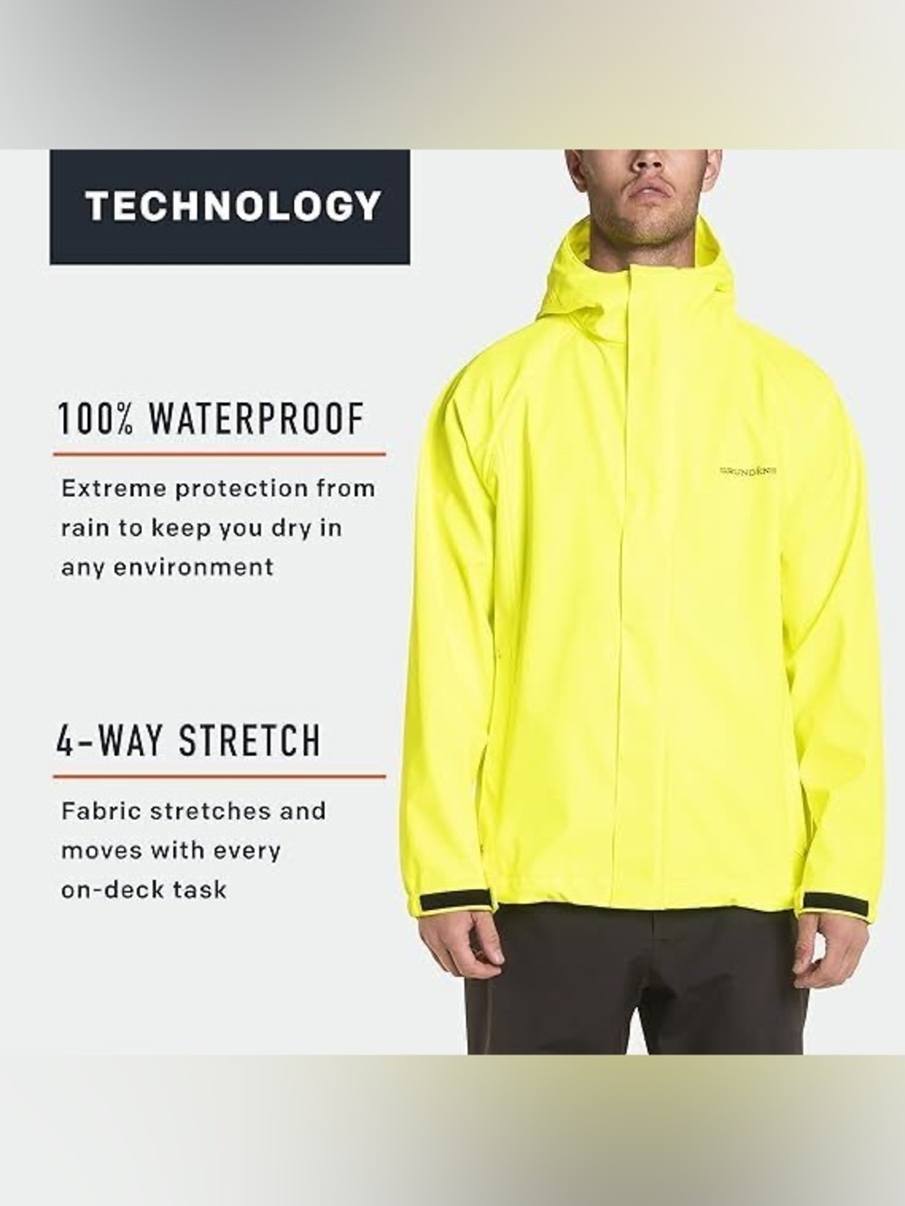 Grundens Neptune 319 Commercial Fishing Jacket Large Hi Vis Yellow Waterproof